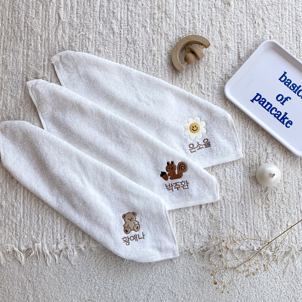 올포홈 어린이집 고리 수건 5장세트 손수건 유치원 준비물 포람이화이트 이름 자수없음 답례품