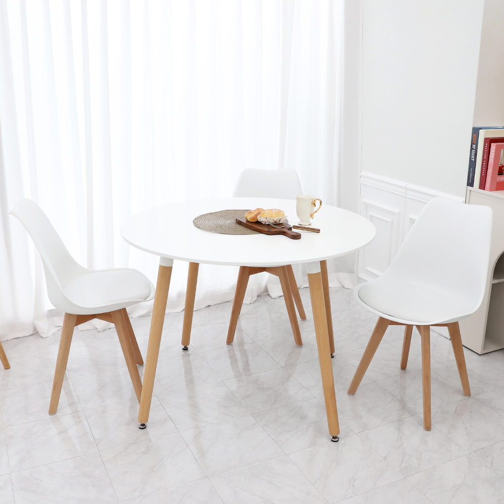 지엠퍼니처 템포 라운드 1000 화이트 원형 4인용 카페 원목 식탁 테이블 (의자 미포함)