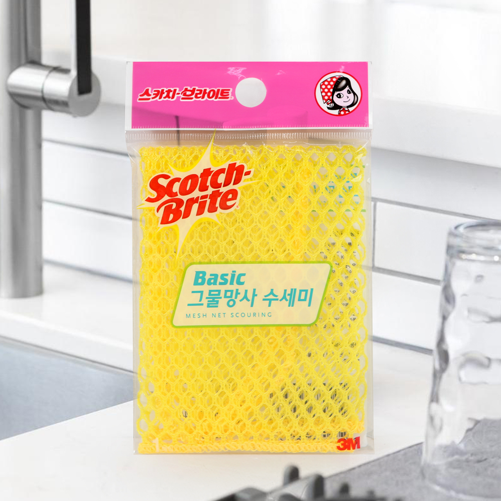 3M 베이직 그물 망사 수세미 빠른건조 흡집방지 수세미 - 메인 이미지