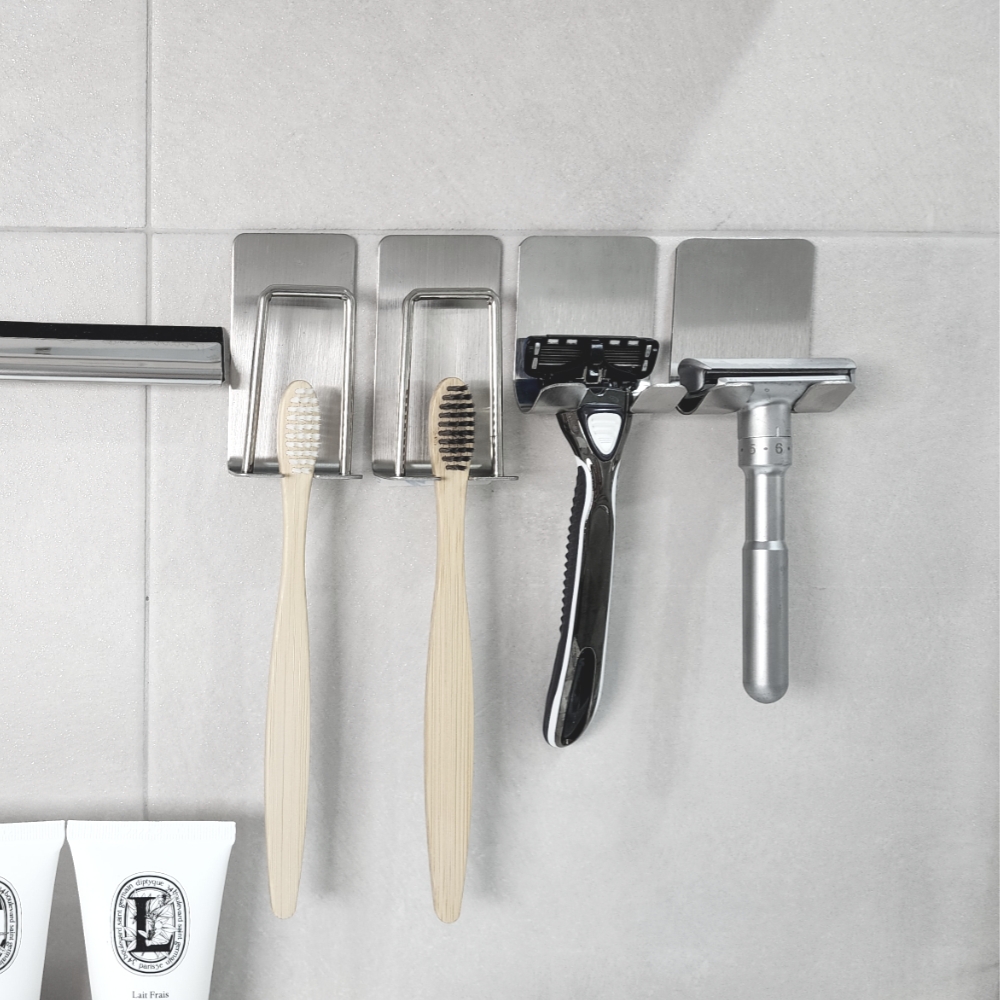 칫솔 꽂이 걸이 스테인레스 면도기 거치대 무타공 부착