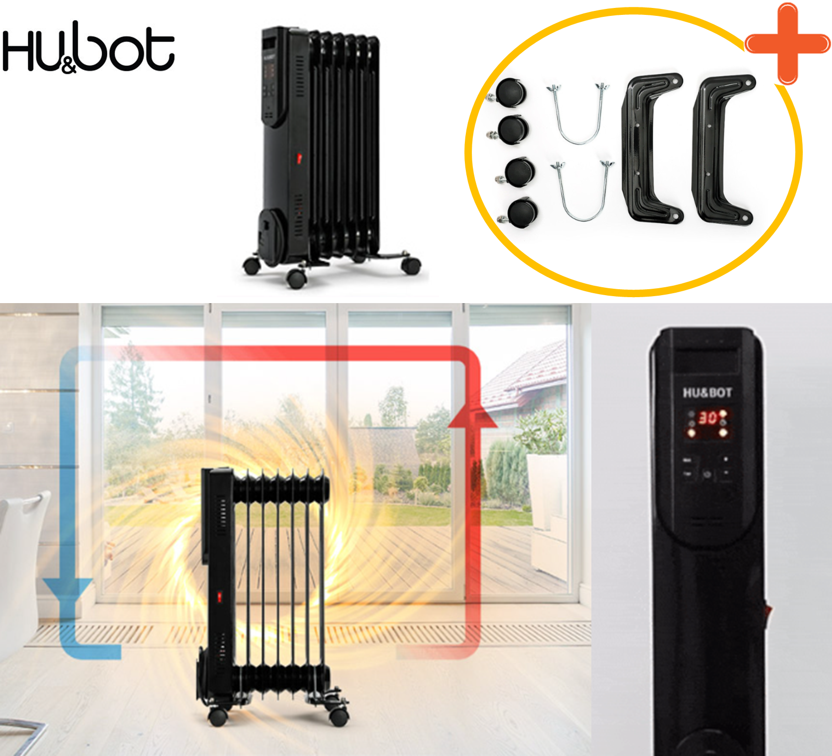 휴앤봇 라디에이터 1000w 5핀 전기 타이머 욕실 히터 난로 - 상품 이미지