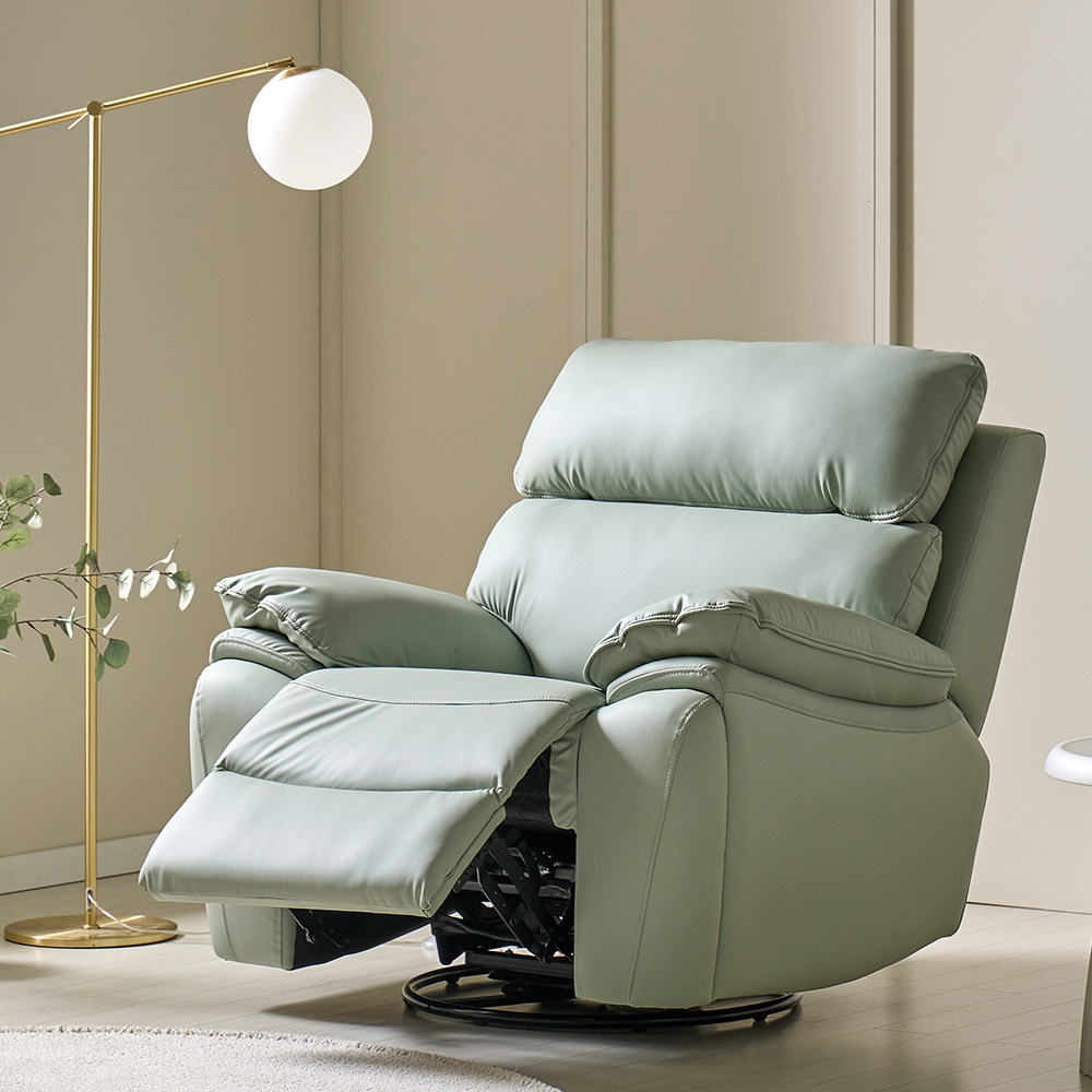 스코나 레인트 실리콘레더 전동 리클라이너 소파 스툴미포함, 민트, 1인용