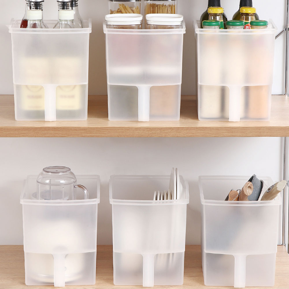 편리한 손잡이 펜트리수납함 플라스틱 리빙박스 소형 옷 팬트리 정리함