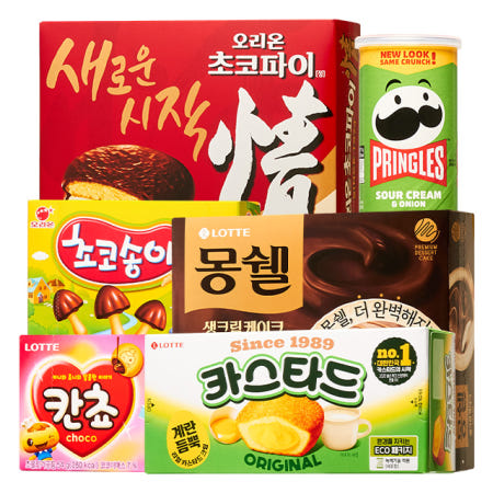 과자 오리온초코파이정468g 프링글스양파110g 칸쵸54g 초코송이50g 롯데카스타드138g 몽쉘카카오408g