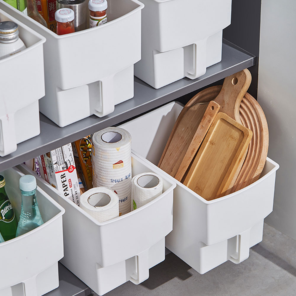 편리한 손잡이 펜트리수납함 플라스틱 리빙박스 소형 옷 팬트리 정리함