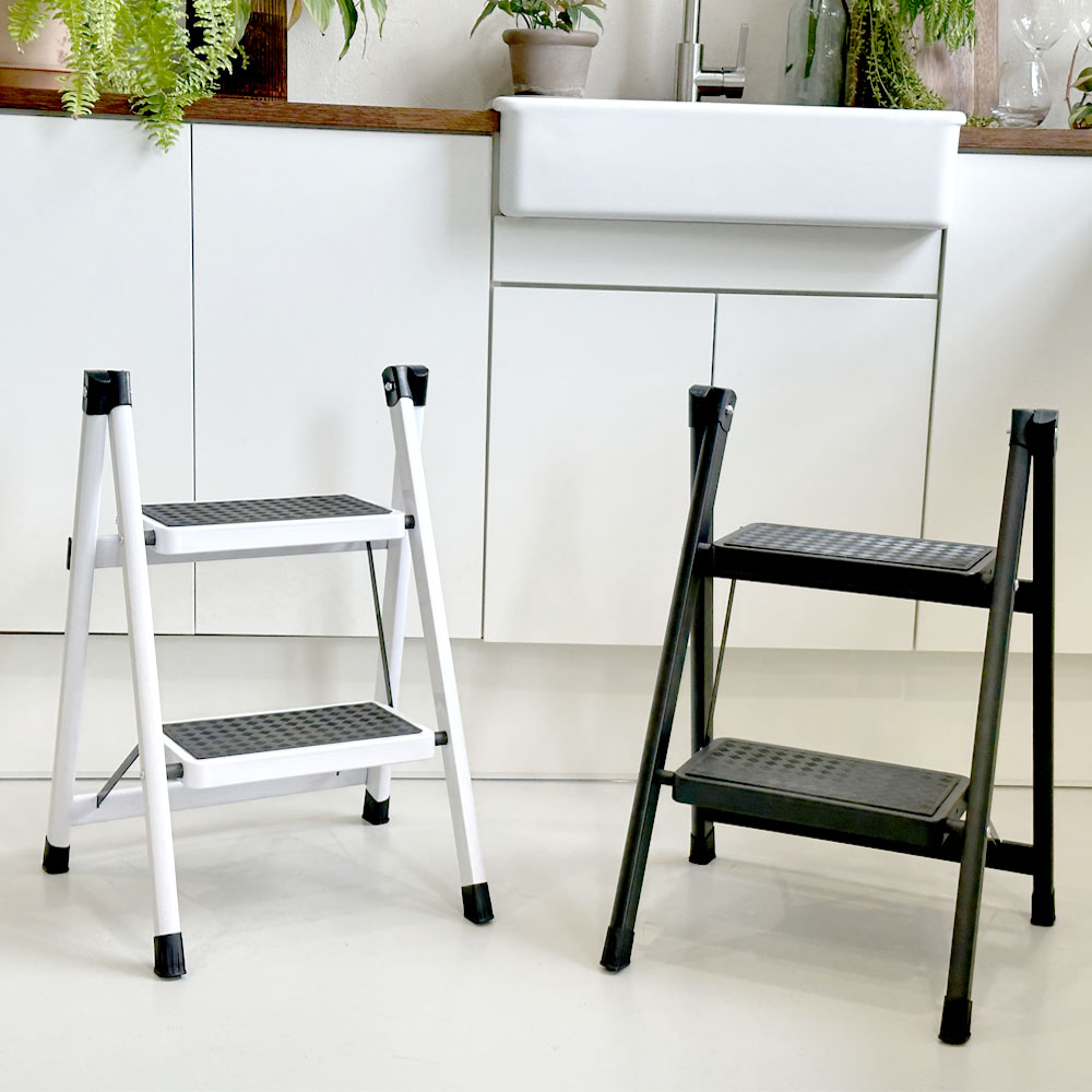 핫버튼 2단 사다리 광폭 작업 발판 가정용 접이식 주방 휴대용 간이 소형