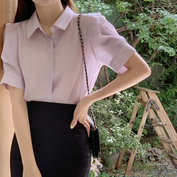 [투데이Pick]  (국내제작)(반팔7부) 시스루 카라 블라우스 bs75... 착용 후기 | 사이즈/핏 총정리 - 대표 이미지