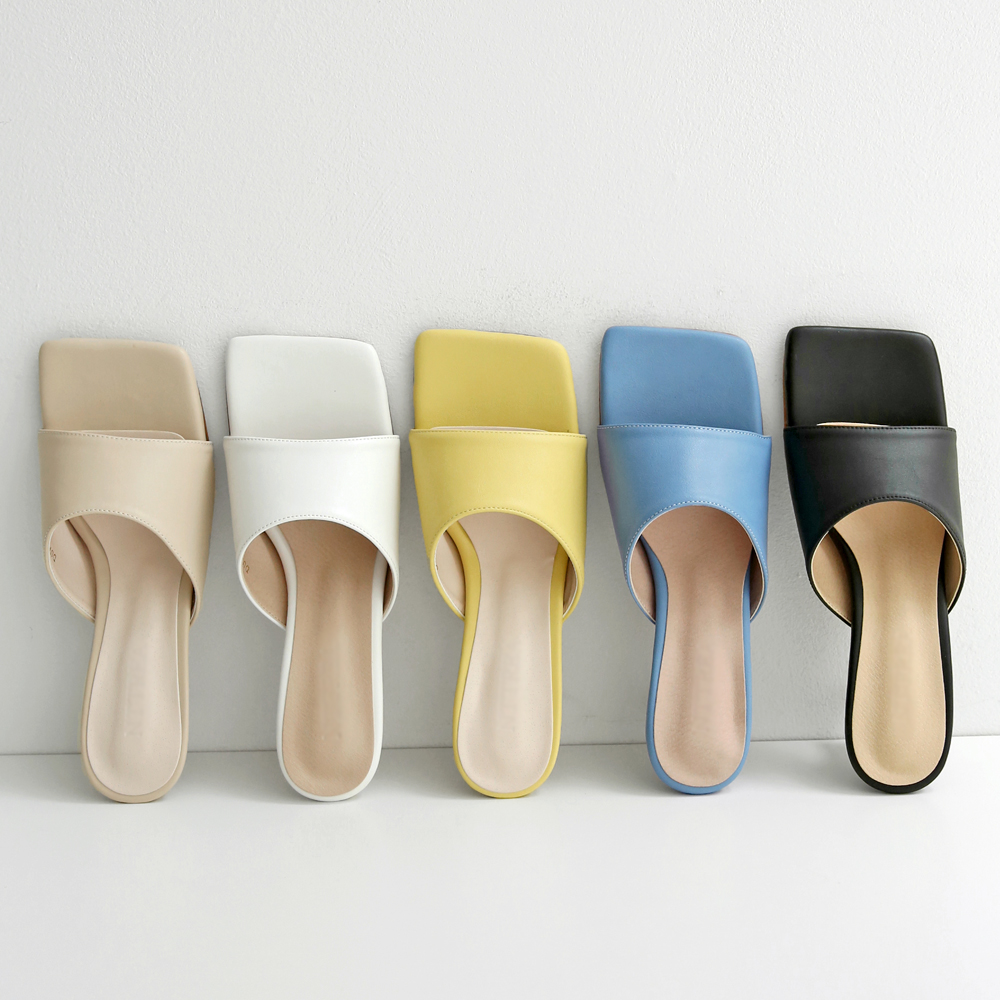 발편한 뮬슬리퍼 토오픈 뮬힐 스퀘어 슬리퍼힐