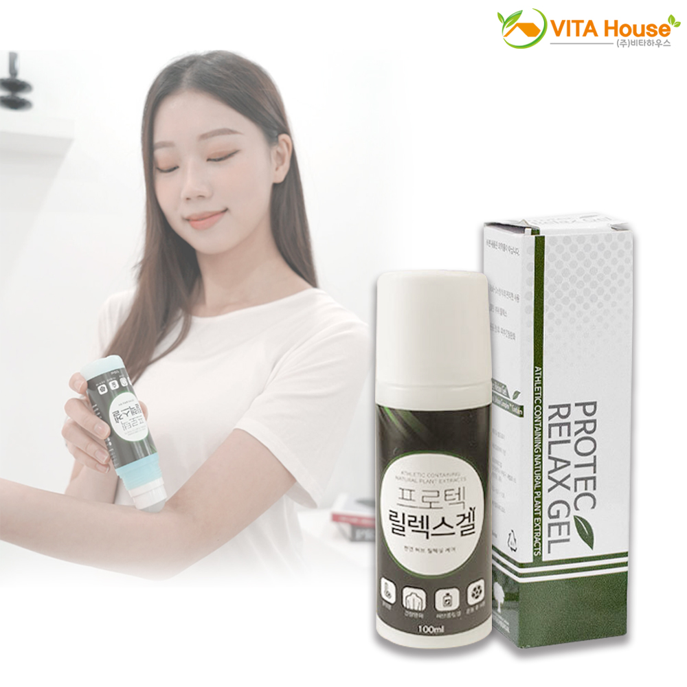 프로텍 릴렉스겔 100ml 볼타입 스포츠겔 재활마사지 쿨링 진정젤 멘톨 운동전후 V : 비타하우스