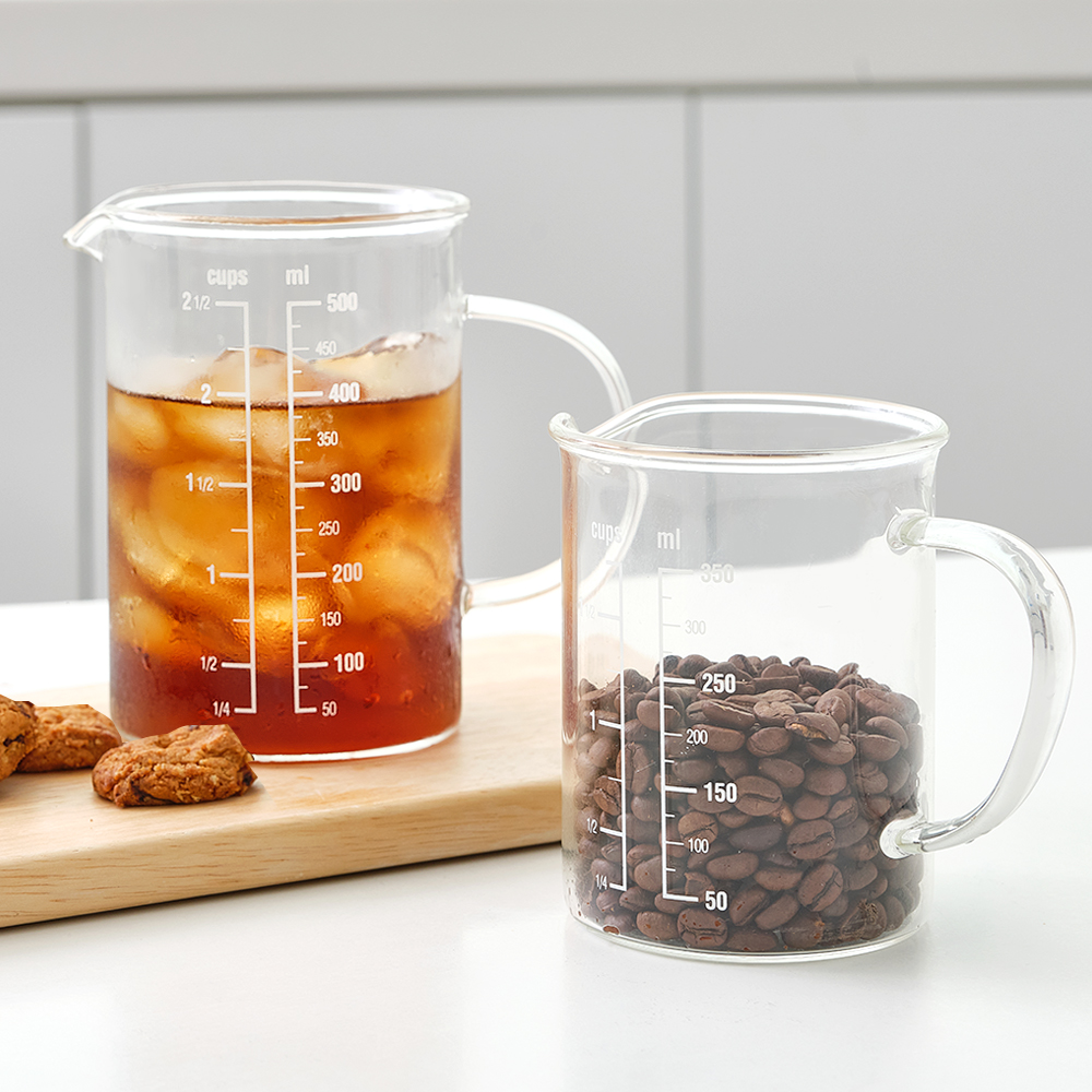프리미엄 비커 내열 유리 계량컵 500ml / 홈카페 유리잔 컵 저그 - 상세 이미지 3