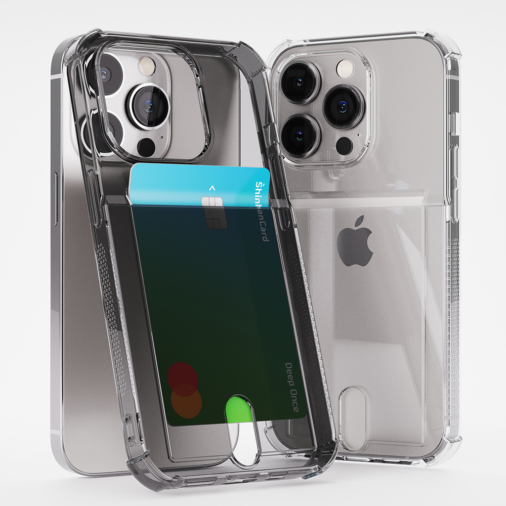 caseplz 아이폰카드수납 범퍼투명케이스 투명, 아이폰13 미니