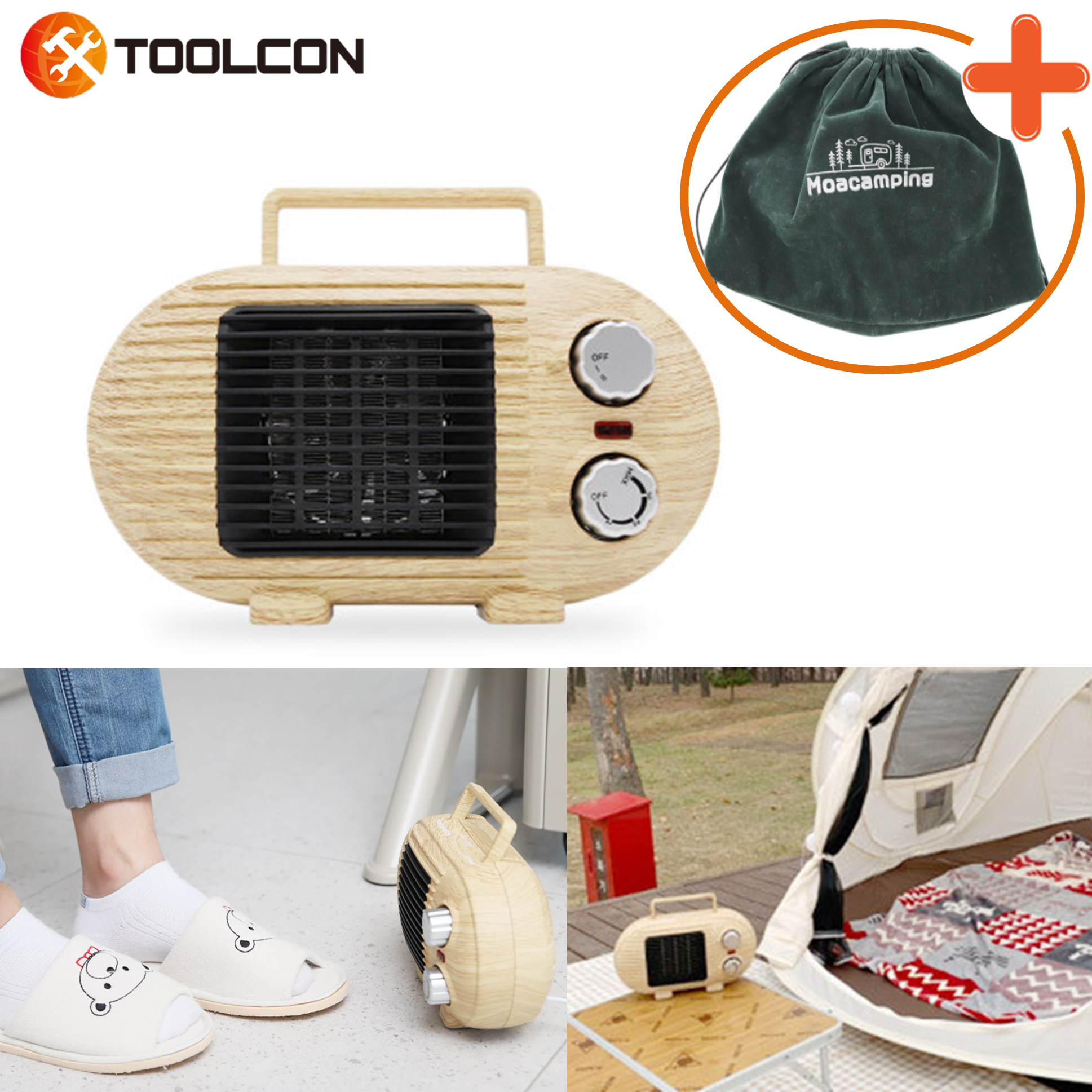 툴콘 팬히터 미니 PTC MCP 800D 캠핑 전기 히터 우드톤