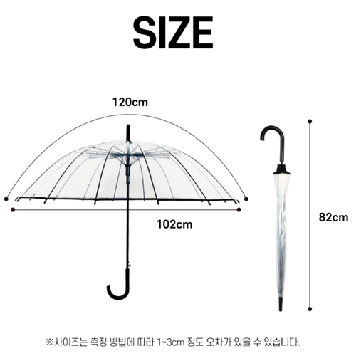 투명장우산 튼튼한 가벼운비닐 대형 자동 일회용 블랙 우산살16개 이미지 8