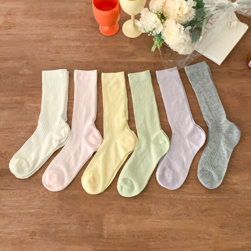 [봄신상/발레코어룩] 베이직 파스텔 쫀쫀 골지 가을 긴목 삭스 양말 6color 상세 이미지 1