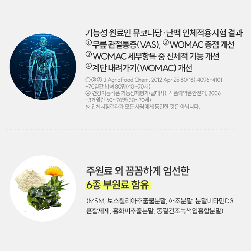 일양약품 관절 연골에존 뮤코다당 단백 콘드로이친 1200 MSM 보스웰리아 추출물 분말 영양제 60정 이미지 7