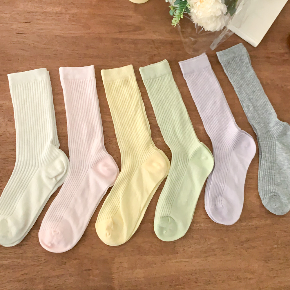 [봄신상/발레코어룩] 베이직 파스텔 쫀쫀 골지 가을 긴목 삭스 양말 6color 상세 이미지 5