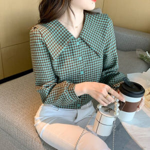 여자여자몰 보들 빅세라카라 퍼프 체크트위드숏자켓 블라우스겸용 간절기크롭아... 착용 후기 | 사이즈/핏 총정리 - 상품 이미지 4