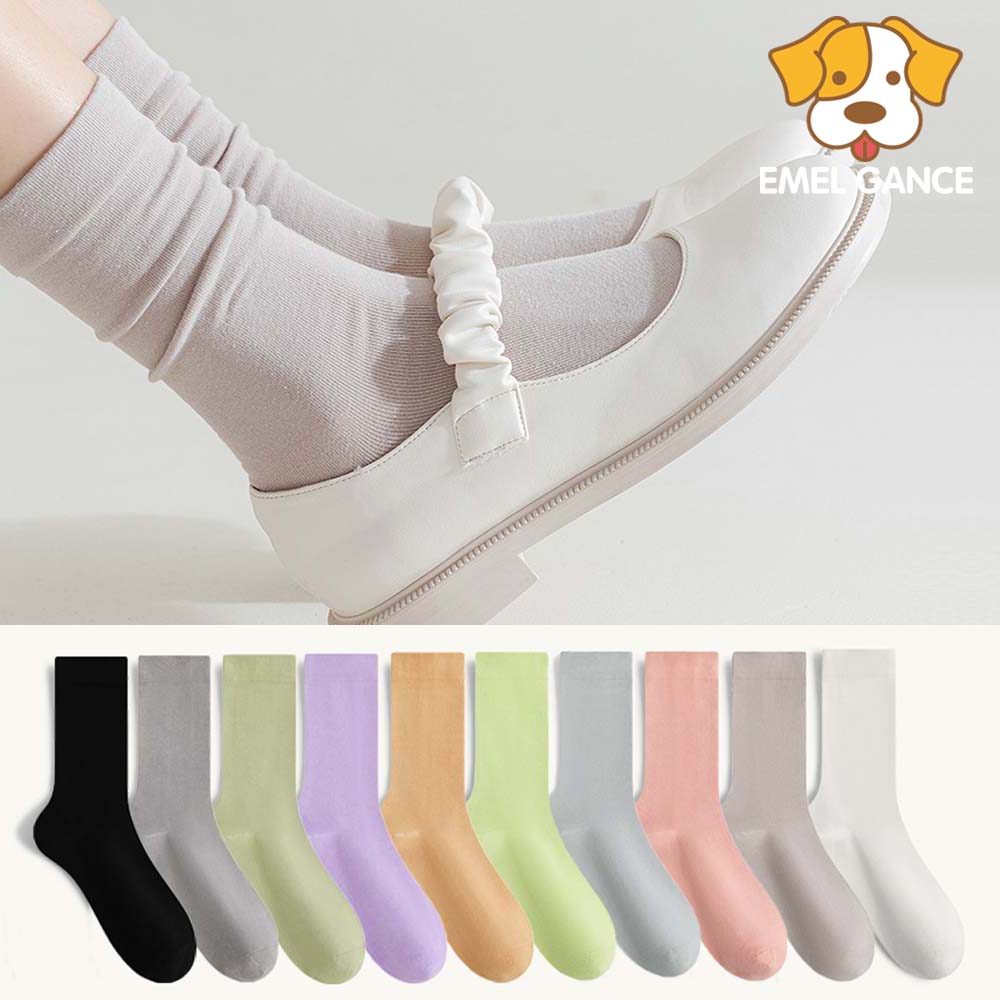 에멜강스 무압박 면 양말 무봉제 임산부 산모 무지 검정 학생 흰 양말 5켤레 세트