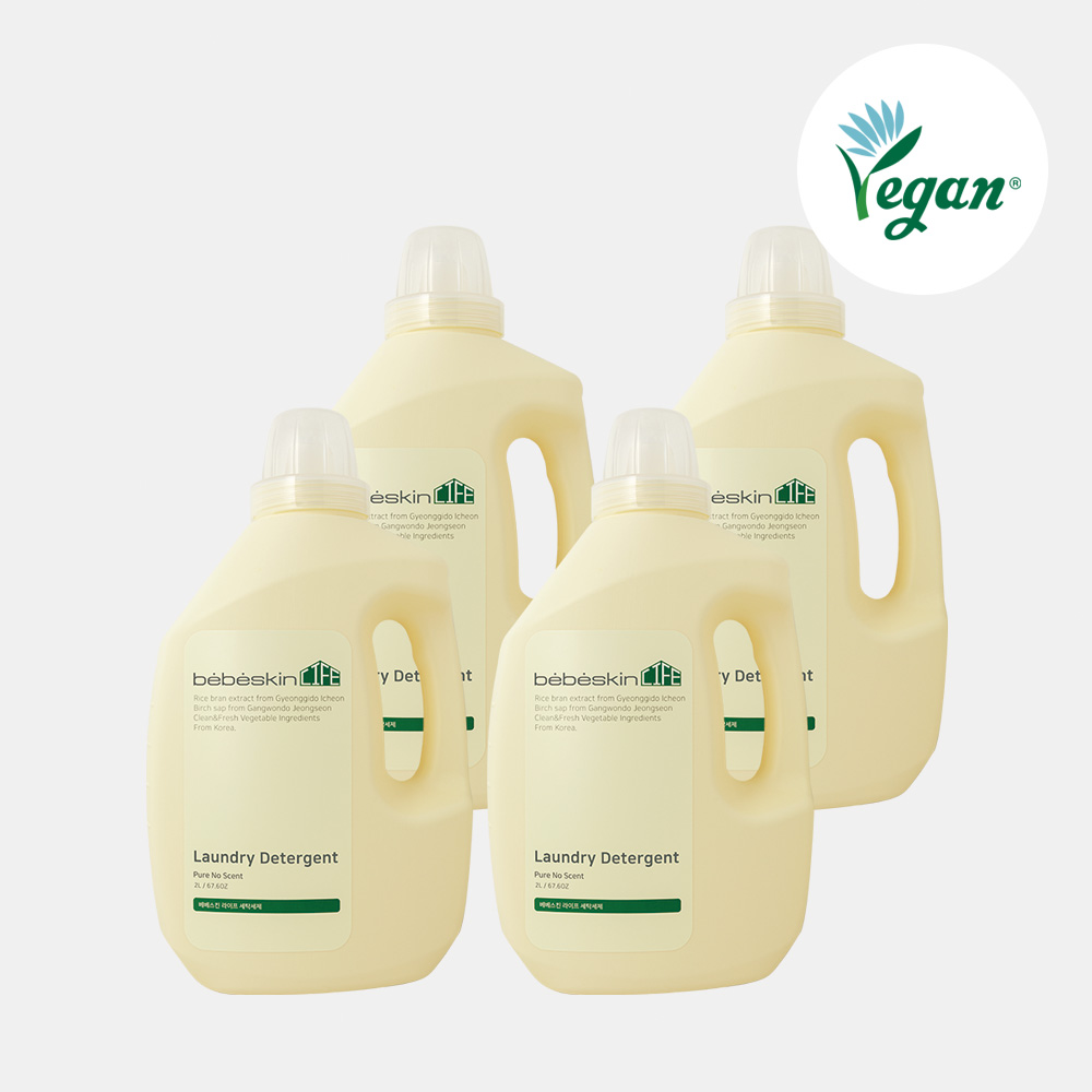 [비건 인증] 2+2 베베스킨 라이프 세탁세제(무향) 2L x 4개입 대용량 액체세제 중성세제 드럼용 일반용 - 상품 이미지