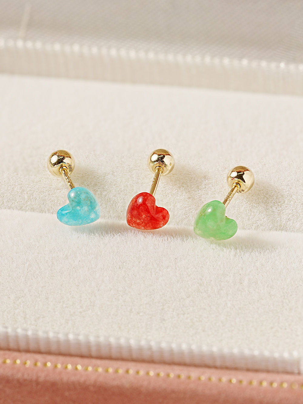 14K 컬러 하트 캔디 피어싱 귀걸이 이미지 6