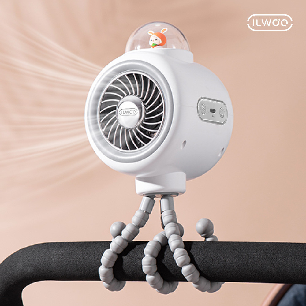 일우 유모차 선풍기 휴대용 문어발 집게 아기 악세사리 거치대 대용량 배터리 IW-F223