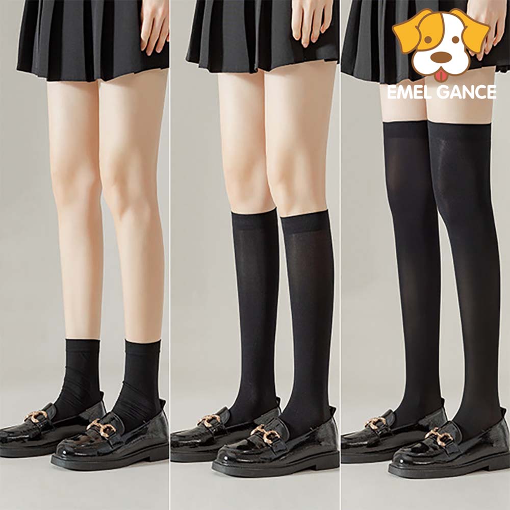 에멜강스 화이트 블랙 스타킹양말 장목 니삭스 오버니삭스 흰 레이스 시스루 여름 양말
