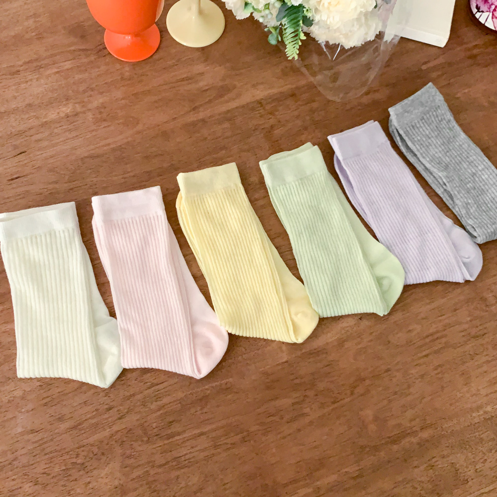 [봄신상/발레코어룩] 베이직 파스텔 쫀쫀 골지 가을 긴목 삭스 양말 6color 상세 이미지 8