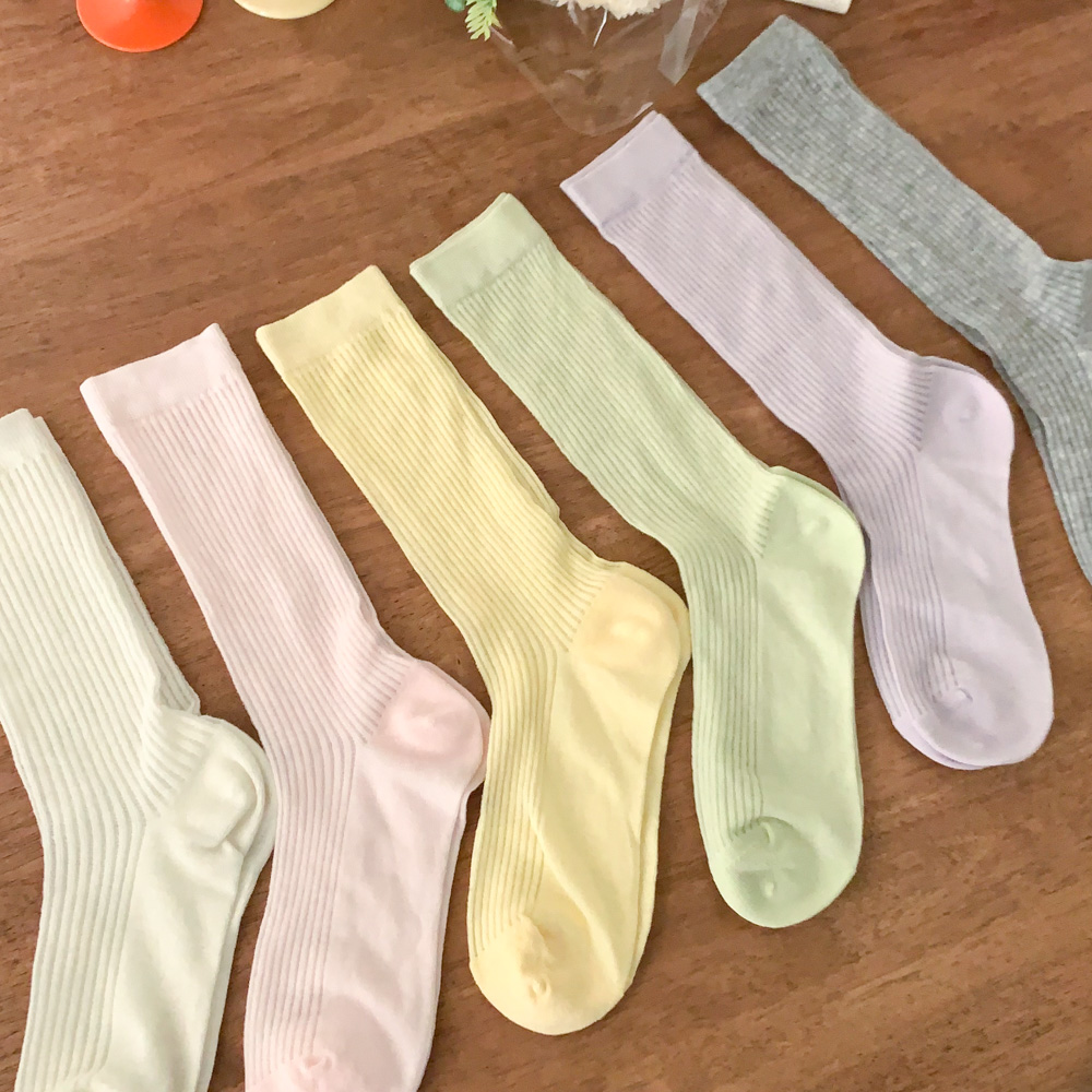 [봄신상/발레코어룩] 베이직 파스텔 쫀쫀 골지 가을 긴목 삭스 양말 6color 상세 이미지 4