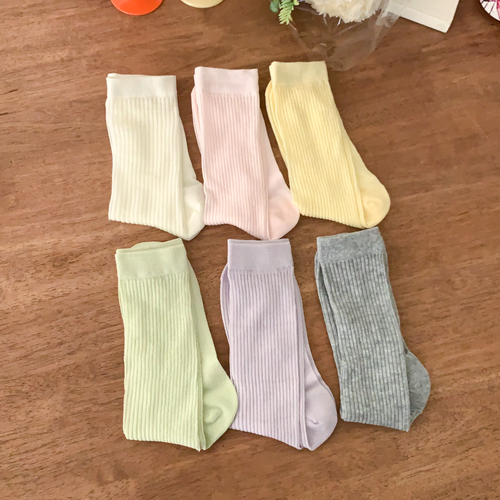 [봄신상/발레코어룩] 베이직 파스텔 쫀쫀 골지 가을 긴목 삭스 양말 6color 상세 이미지 9