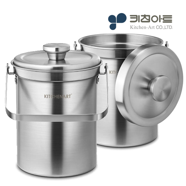 키친아트 스텐304 음식물쓰레기통 가정용 음쓰통 3L - 상품 이미지