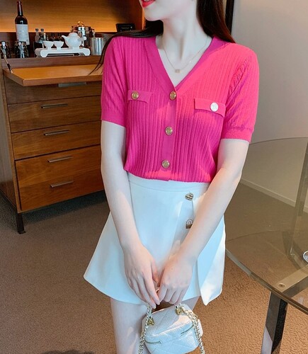 여자여자몰 후들찰랑 시원한 비비드컬러 반팔골지가디건 여름 활용도좋은 데일리가디건패션 이미지 3