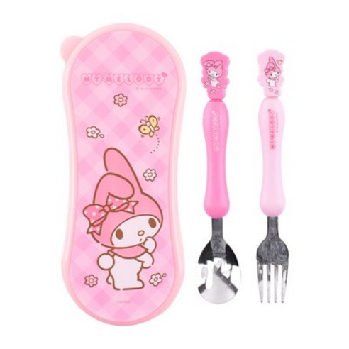 마이멜로디 스푼 포크 케이스 세트 어린이 유아 어린이집 유치원 아기 수저 - 상품 이미지