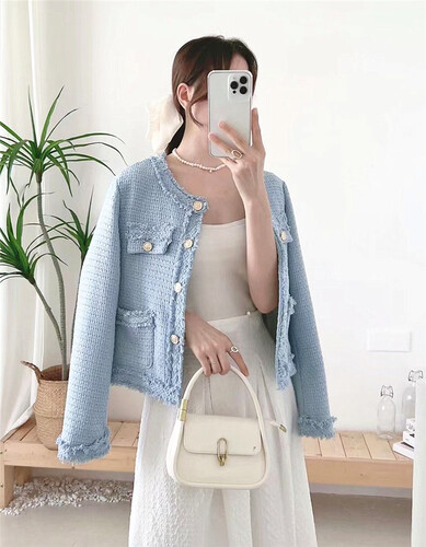 트위드 수술 자켓 여성 봄 간절기 파스텔 데일리 이미지 3