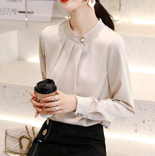 여자여자몰 모던심플룩 도톰찰랑 커리어우먼오피스블라우스 겨울 가을긴팔블라우스 정장풍