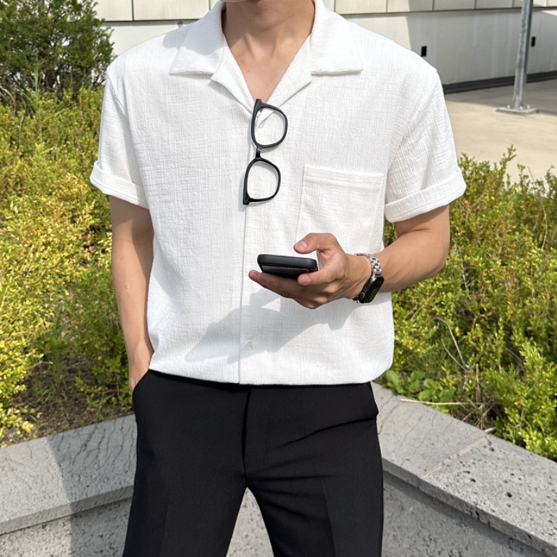 남자 산체스 여름 아이스 쿨 오픈 반팔 카라 셔츠 이미지 2