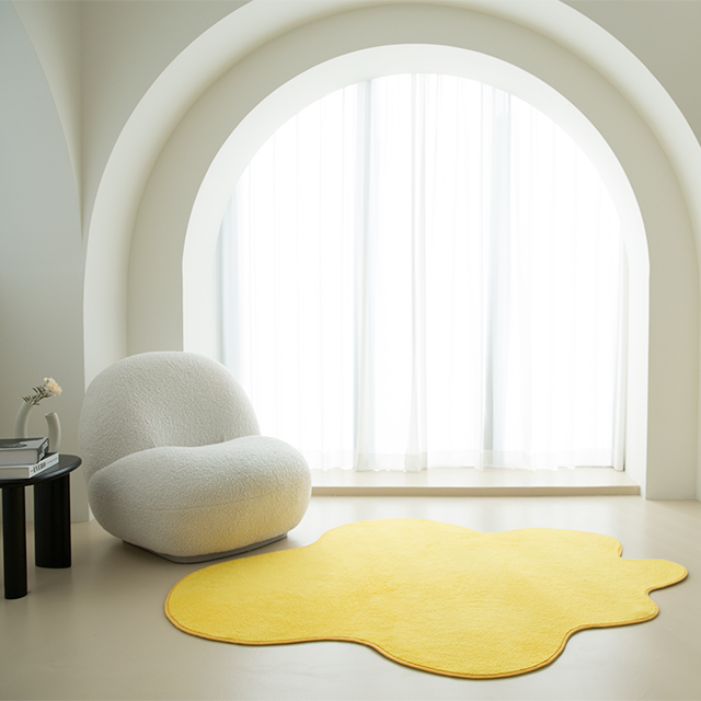 [스케치] 극세사 러그 카페트 구름형 포인트 사계절 먼지없는 단모 옐로우125x150