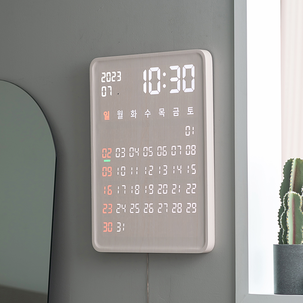 플라이토 와이파이 LED 벽시계 디지털 전자 달력 인테리어 무소음 벽걸이시계 선물 홀릭