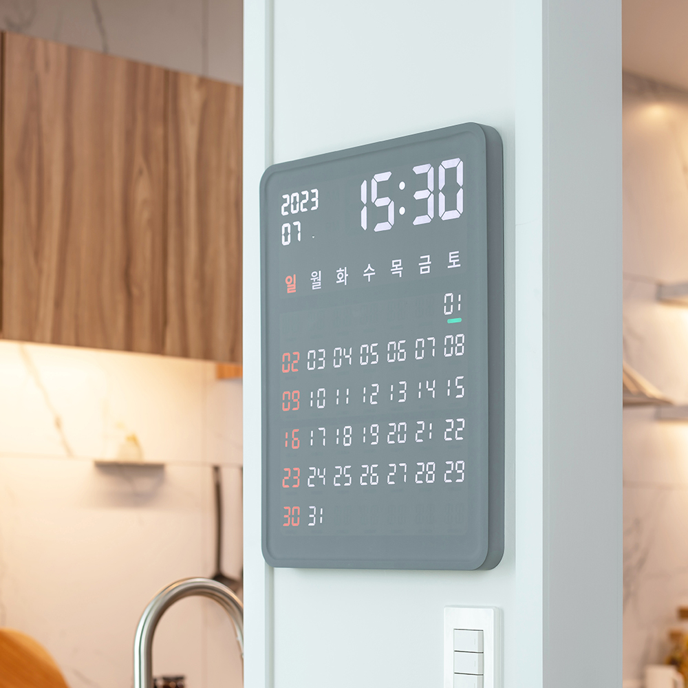 플라이토 와이파이 LED 벽시계 디지털 전자 달력 인테리어 무소음 벽걸이시계 선물 홀릭
