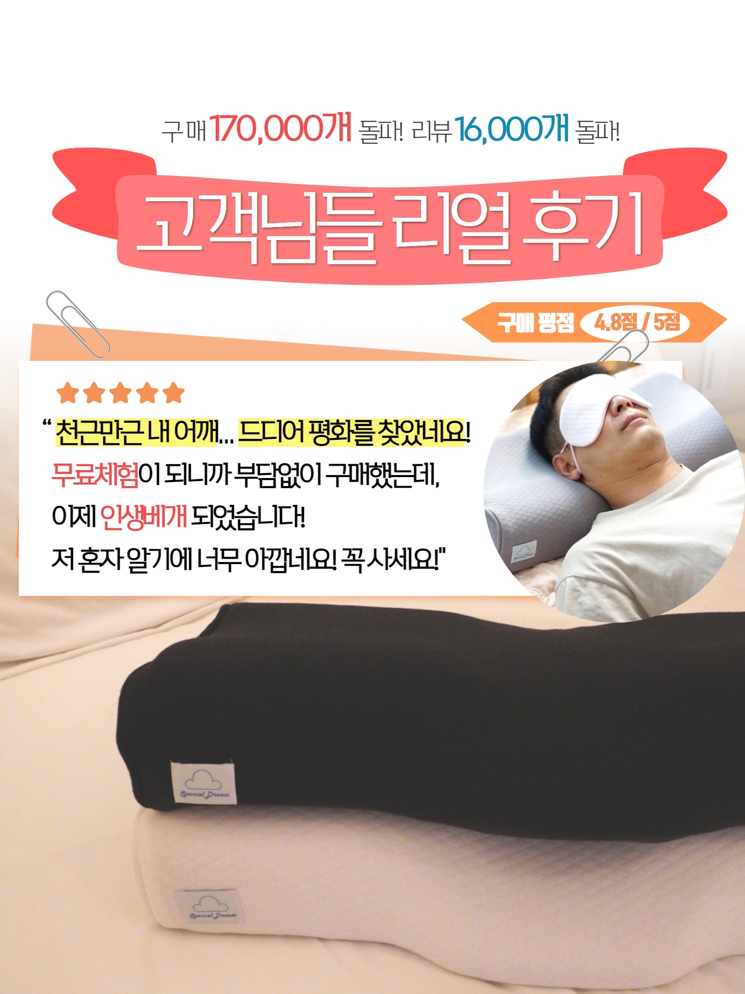 스페셜드림 경추베개 M L 목디스크 거북목 일자목 코골이 옆으로자는 양방향 메모리폼 베개