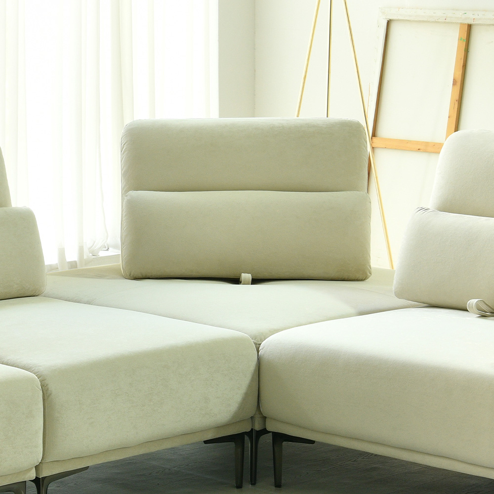 스코나 레아모 타이보 아쿠아텍스 패브릭 스윙 소파 스툴미포함, 연그레이, 코너 5인용