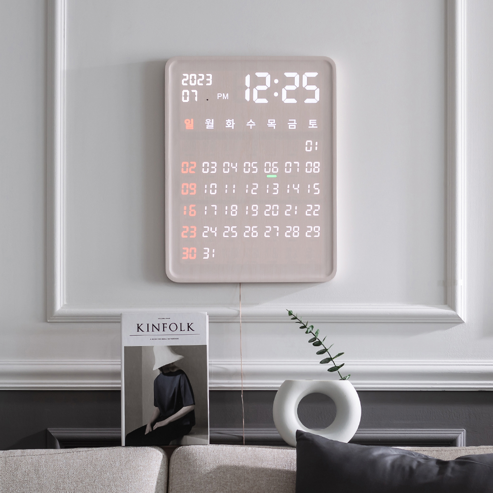 플라이토 와이파이 LED 벽시계 디지털 전자 달력 인테리어 무소음 벽걸이시계 선물 홀릭