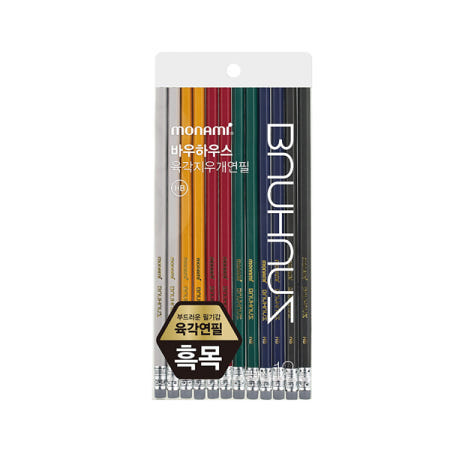 모나미 바우하우스 클래식 육각 지우개 연필 12본 12입