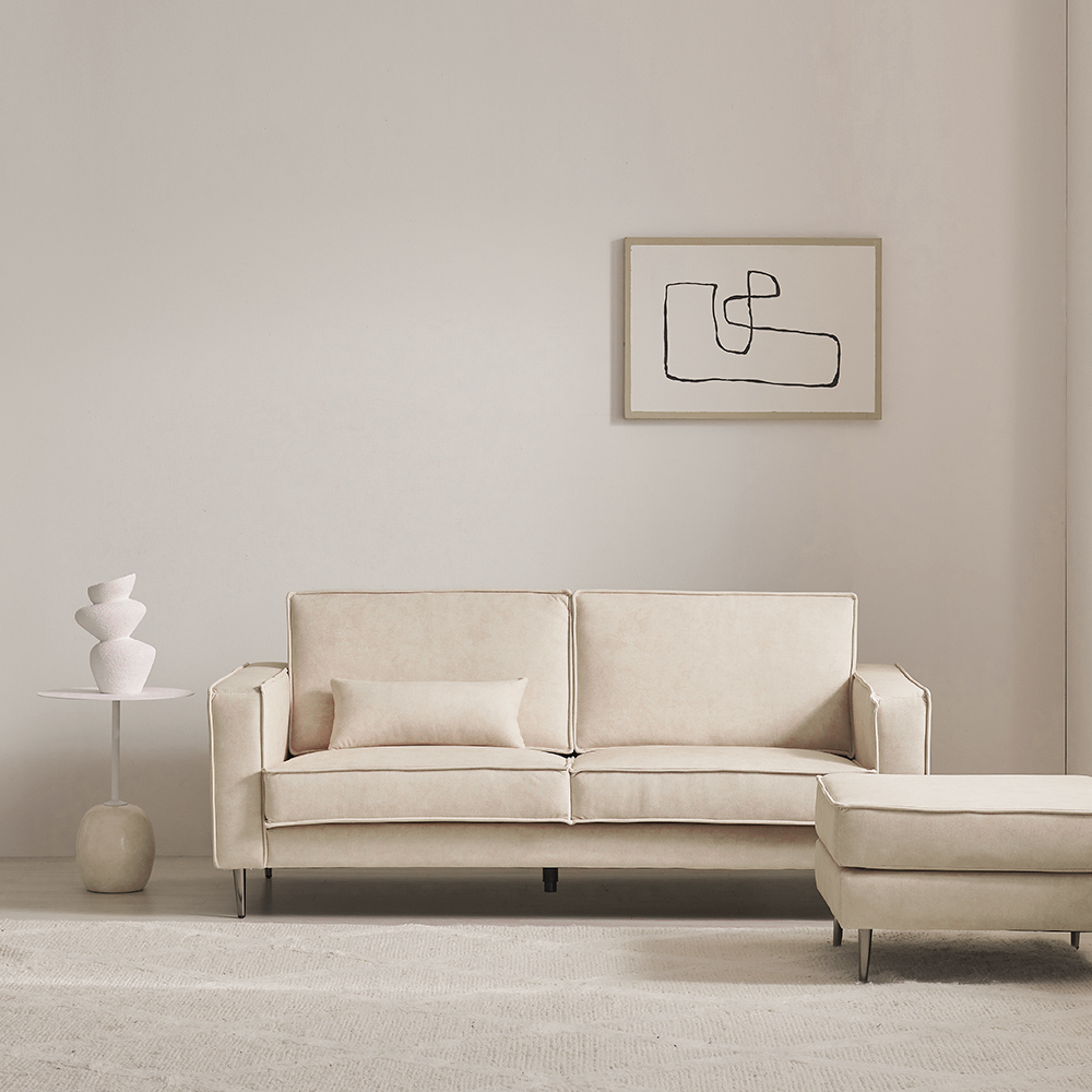 장인가구 데이먼스 4인용 아쿠아텍스 패브릭소파 거실 발수 탄탄한 쇼파 샌드베이지