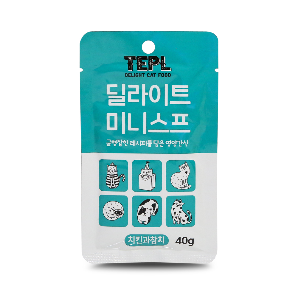 테플 딜라이트 미니스프 40g 치킨과 참치 고양이간식 제품 이미지