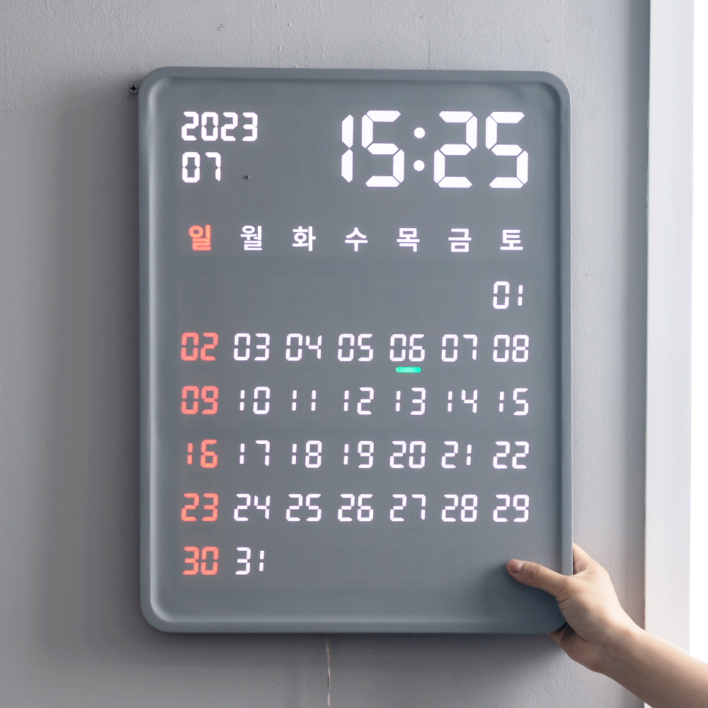 플라이토 와이파이 LED 벽시계 디지털 전자 달력 인테리어 무소음 벽걸이시계 선물 홀릭