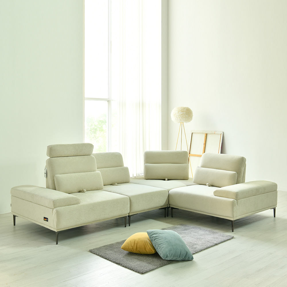 스코나 레아모 타이보 아쿠아텍스 패브릭 스윙 소파 스툴미포함, 연그레이, 코너 5인용