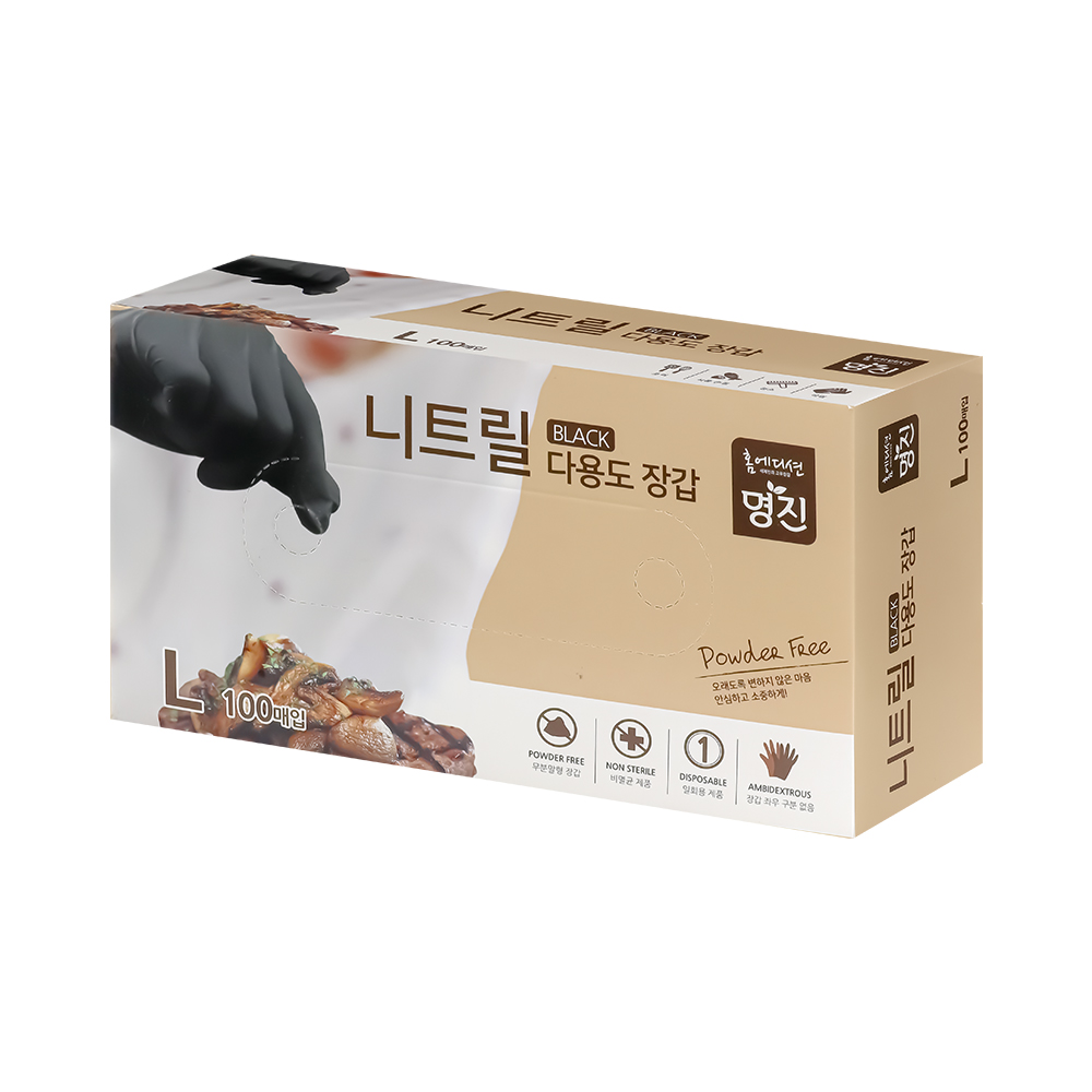 명진 니트릴 다용도 장갑 L(대형), 블랙, 1개 : 너만아는잡화점