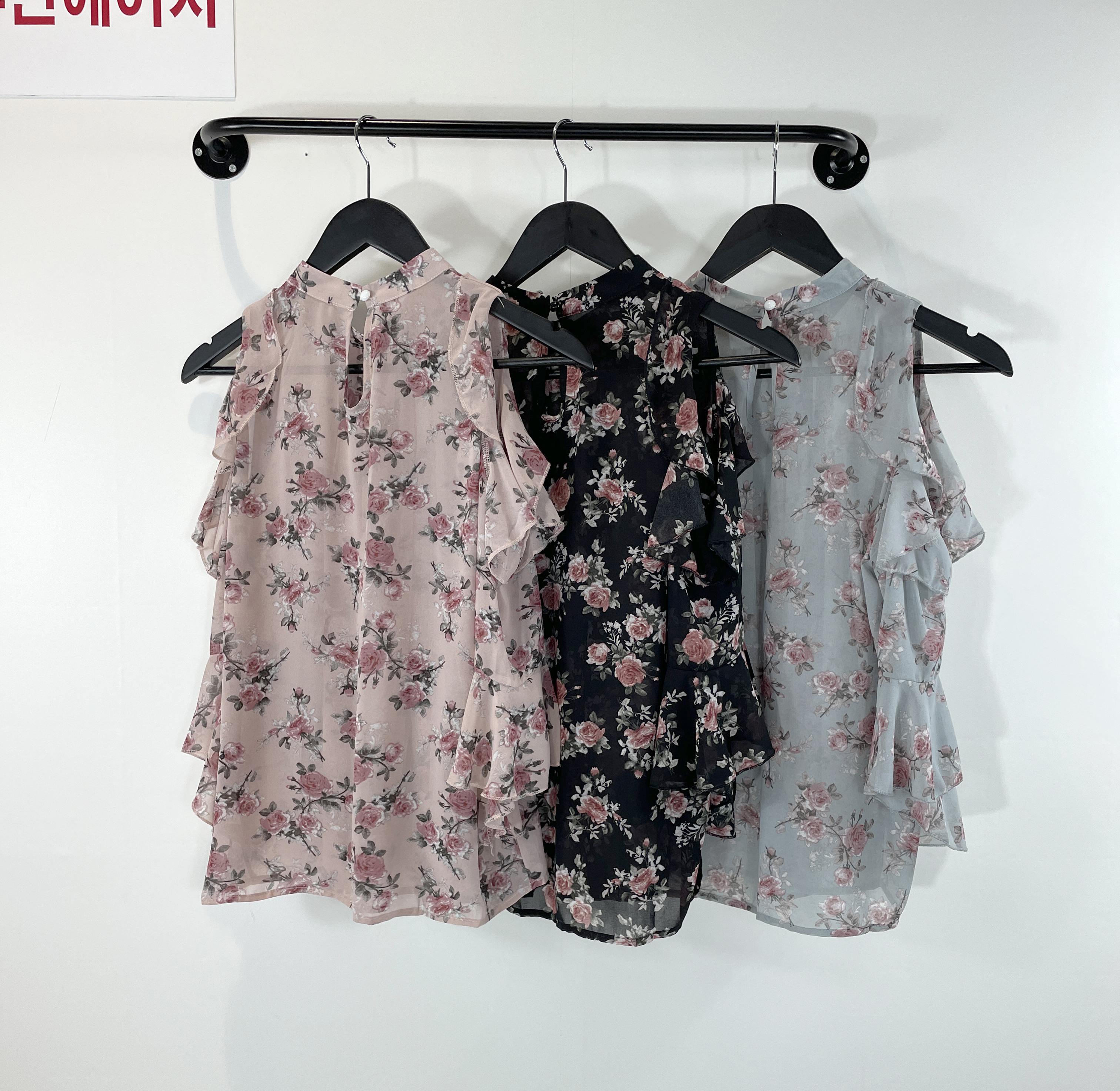 여자여자몰 세상편한 섹시 오프숄더블라우스 쉬폰플라워 시스루 여름블라우스 이미지 7