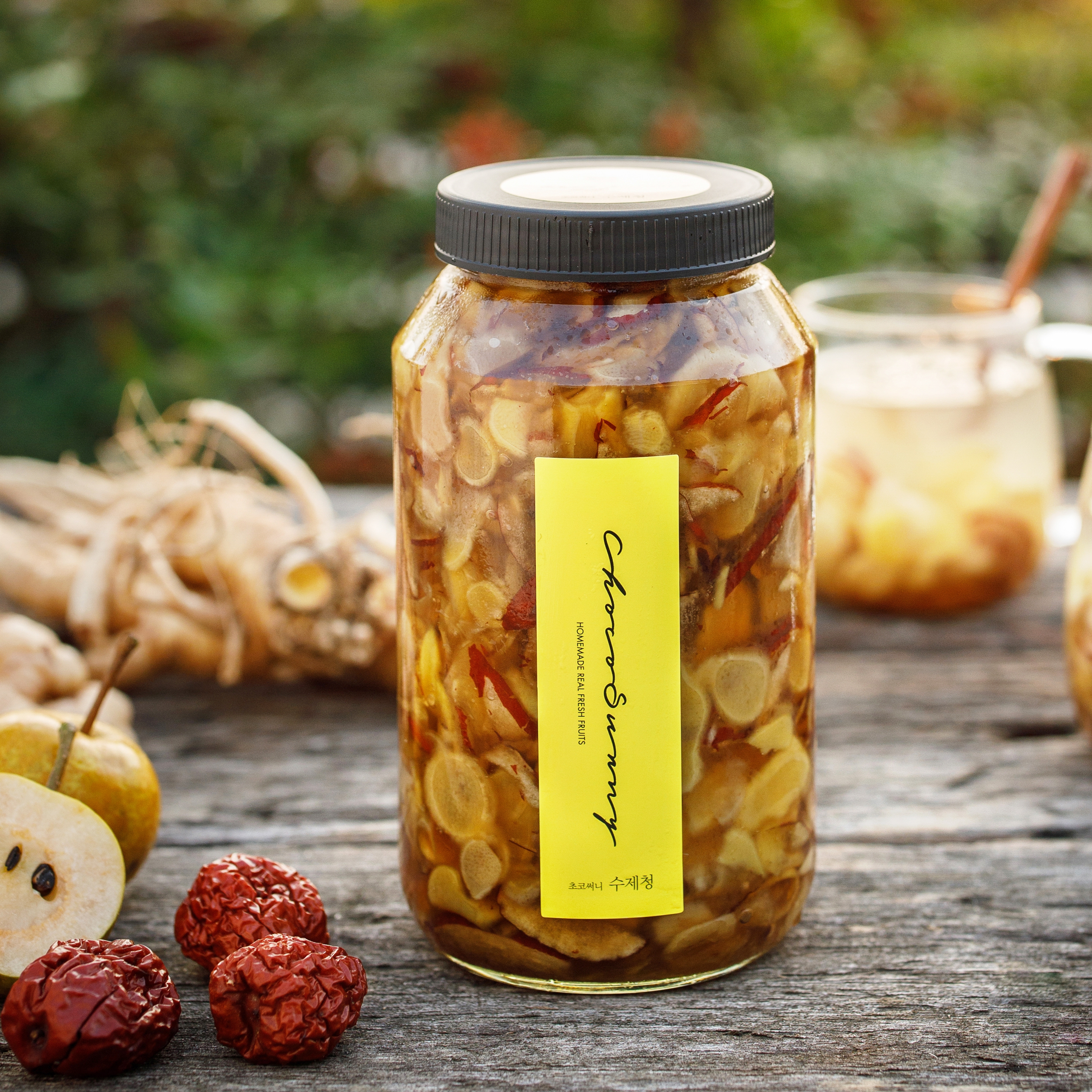 [배도라지대추생강청] 수제청 약돌배약도라지 과일청500g 1kg 답례품 명절 차 선물세트