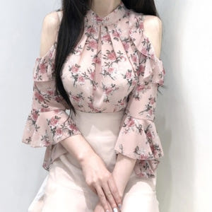 여자여자몰 세상편한 섹시 오프숄더블라우스 쉬폰플라워 시스루 여름블라우스 착용 후기 | 사이즈/핏 총정리 - 상품 이미지 4